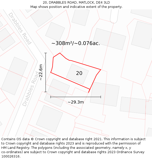 20, DRABBLES ROAD, MATLOCK, DE4 3LD: Plot and title map