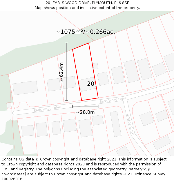 20, EARLS WOOD DRIVE, PLYMOUTH, PL6 8SF: Plot and title map