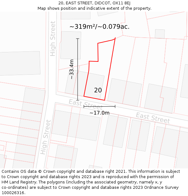 20, EAST STREET, DIDCOT, OX11 8EJ: Plot and title map