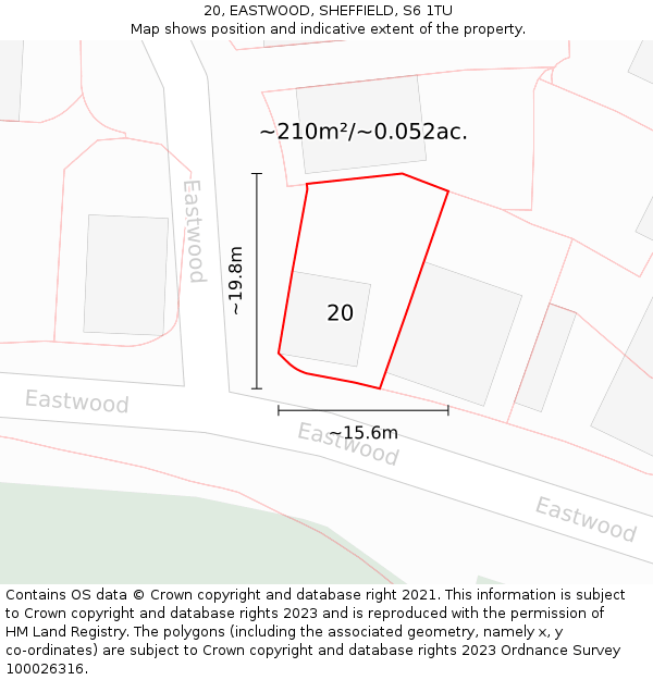 20, EASTWOOD, SHEFFIELD, S6 1TU: Plot and title map