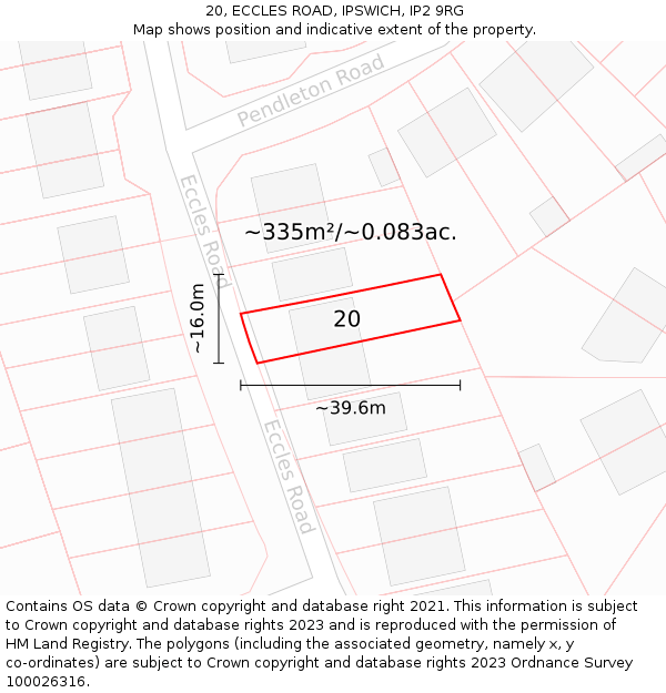 20, ECCLES ROAD, IPSWICH, IP2 9RG: Plot and title map