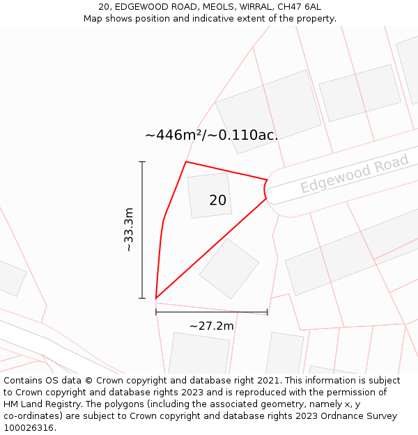 20, EDGEWOOD ROAD, MEOLS, WIRRAL, CH47 6AL: Plot and title map