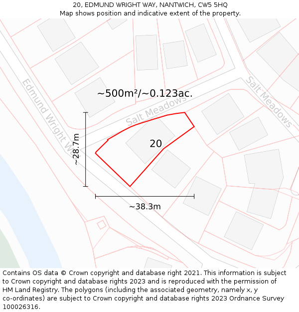 20, EDMUND WRIGHT WAY, NANTWICH, CW5 5HQ: Plot and title map