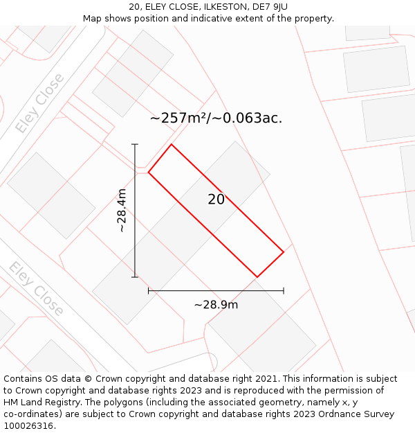 20, ELEY CLOSE, ILKESTON, DE7 9JU: Plot and title map