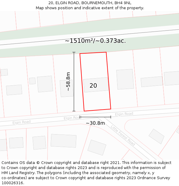 20, ELGIN ROAD, BOURNEMOUTH, BH4 9NL: Plot and title map