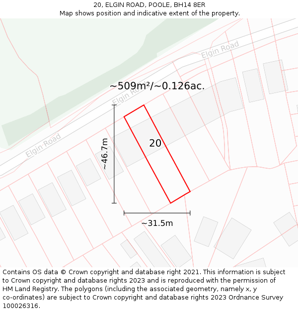 20, ELGIN ROAD, POOLE, BH14 8ER: Plot and title map