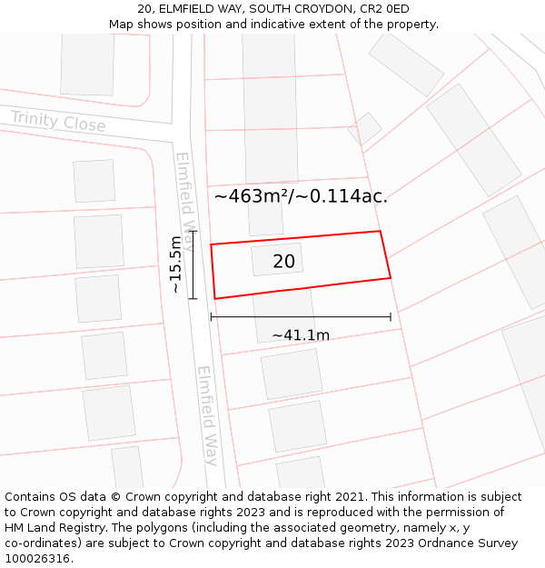 20, ELMFIELD WAY, SOUTH CROYDON, CR2 0ED: Plot and title map