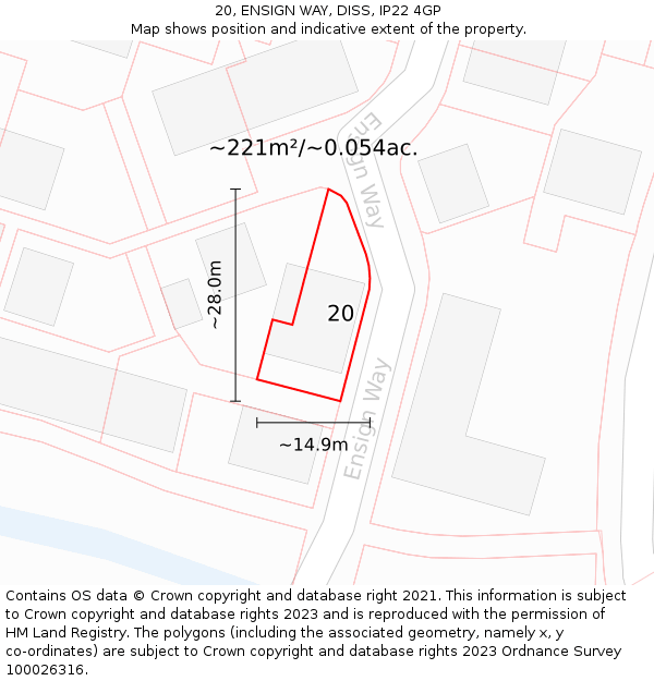 20, ENSIGN WAY, DISS, IP22 4GP: Plot and title map