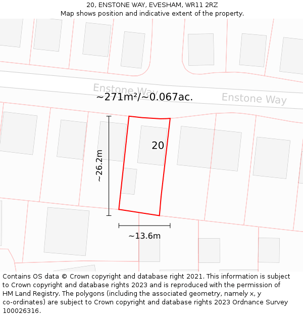 20, ENSTONE WAY, EVESHAM, WR11 2RZ: Plot and title map