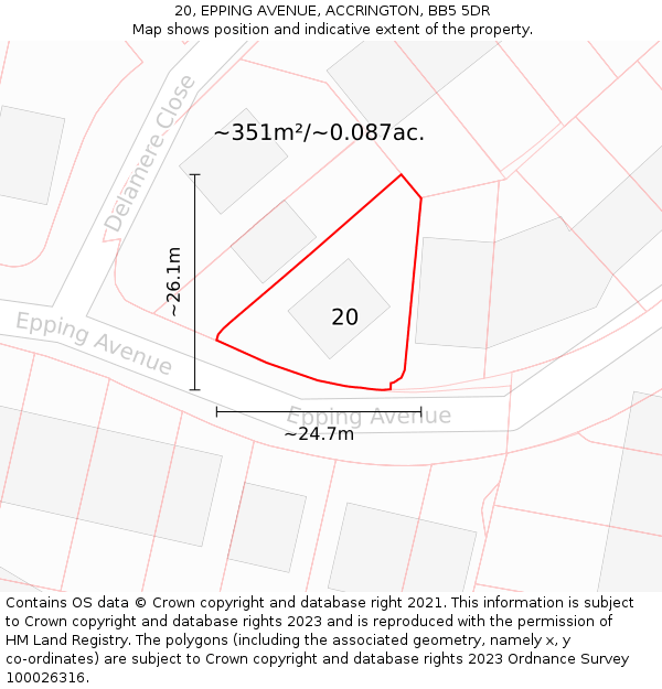 20, EPPING AVENUE, ACCRINGTON, BB5 5DR: Plot and title map