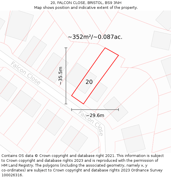 20, FALCON CLOSE, BRISTOL, BS9 3NH: Plot and title map
