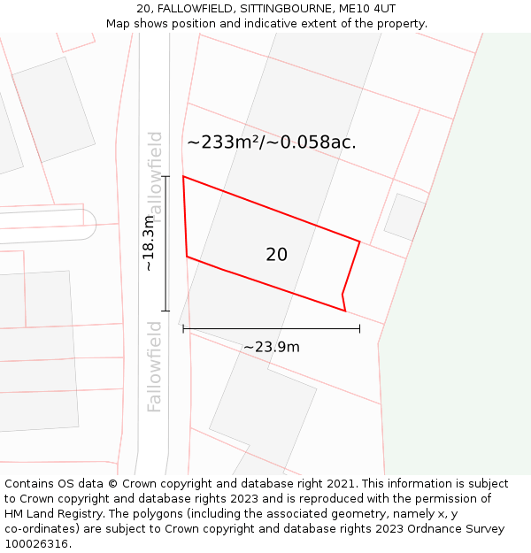 20, FALLOWFIELD, SITTINGBOURNE, ME10 4UT: Plot and title map