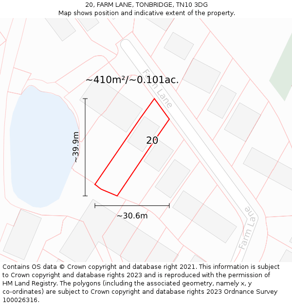 20, FARM LANE, TONBRIDGE, TN10 3DG: Plot and title map