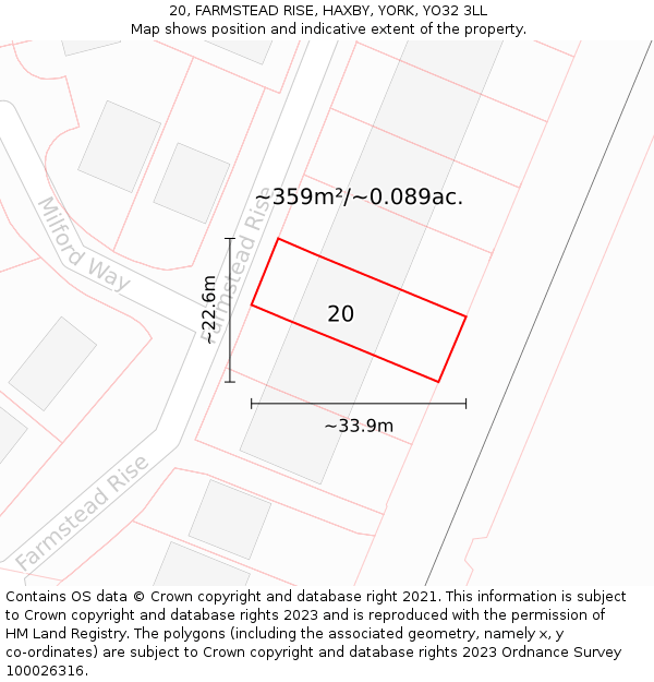 20, FARMSTEAD RISE, HAXBY, YORK, YO32 3LL: Plot and title map