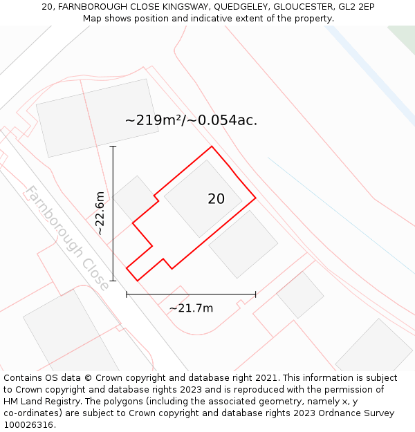 20, FARNBOROUGH CLOSE KINGSWAY, QUEDGELEY, GLOUCESTER, GL2 2EP: Plot and title map