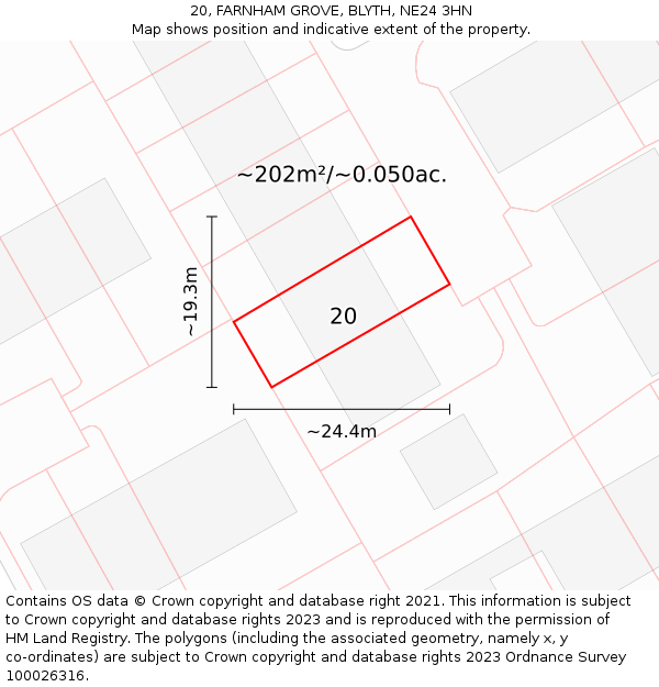 20, FARNHAM GROVE, BLYTH, NE24 3HN: Plot and title map