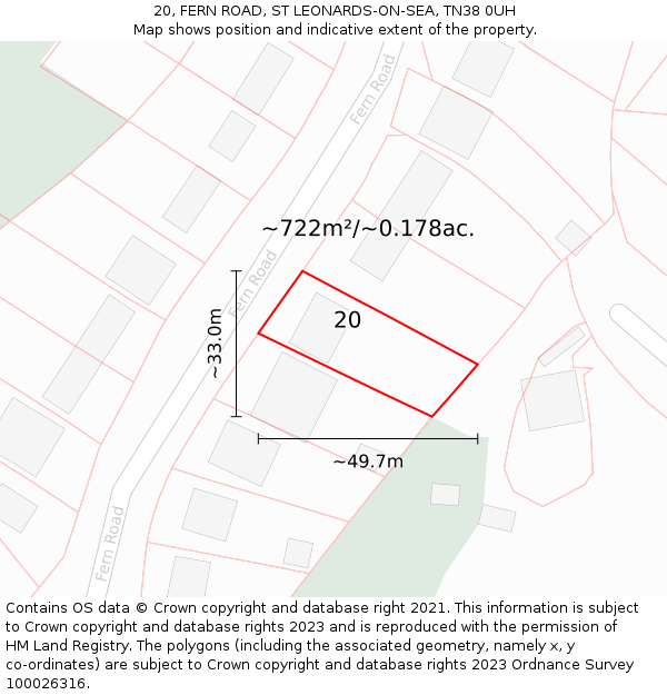 20, FERN ROAD, ST LEONARDS-ON-SEA, TN38 0UH: Plot and title map