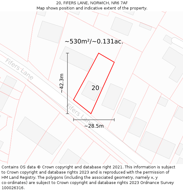 20, FIFERS LANE, NORWICH, NR6 7AF: Plot and title map