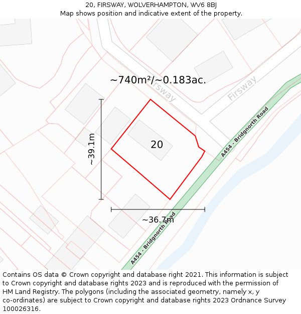 20, FIRSWAY, WOLVERHAMPTON, WV6 8BJ: Plot and title map