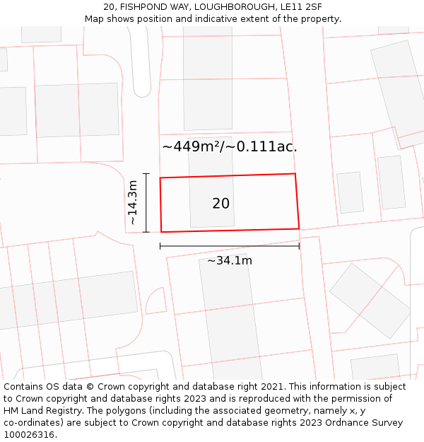 20, FISHPOND WAY, LOUGHBOROUGH, LE11 2SF: Plot and title map