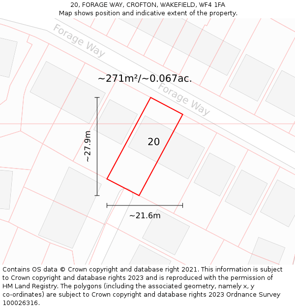 20, FORAGE WAY, CROFTON, WAKEFIELD, WF4 1FA: Plot and title map