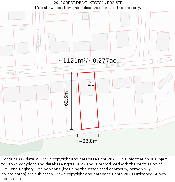 20, FOREST DRIVE, KESTON, BR2 6EF: Plot and title map