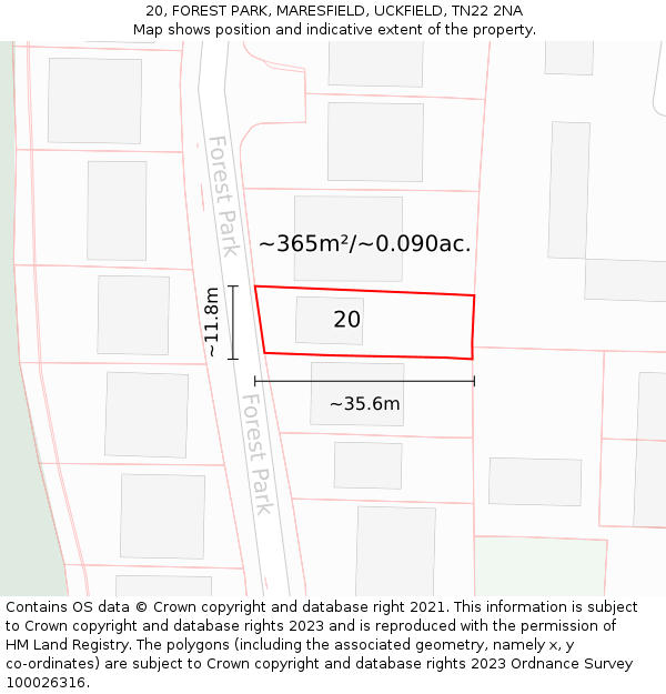20, FOREST PARK, MARESFIELD, UCKFIELD, TN22 2NA: Plot and title map