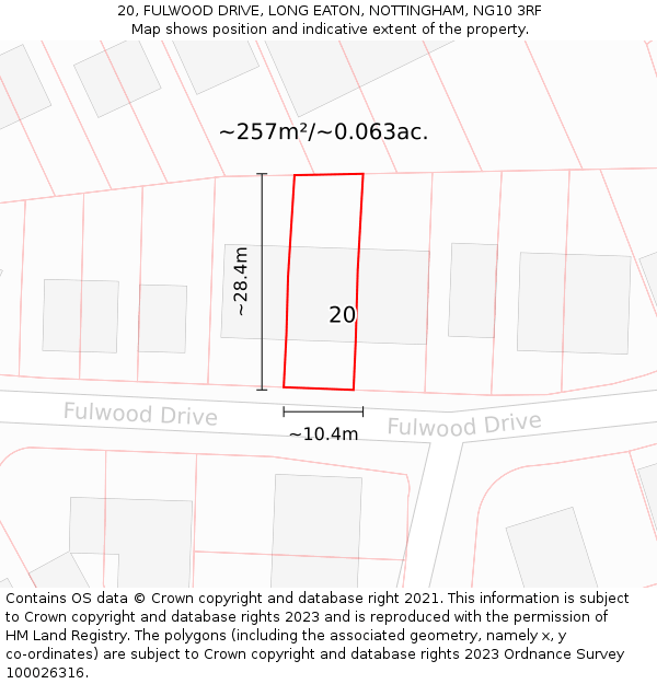 20, FULWOOD DRIVE, LONG EATON, NOTTINGHAM, NG10 3RF: Plot and title map
