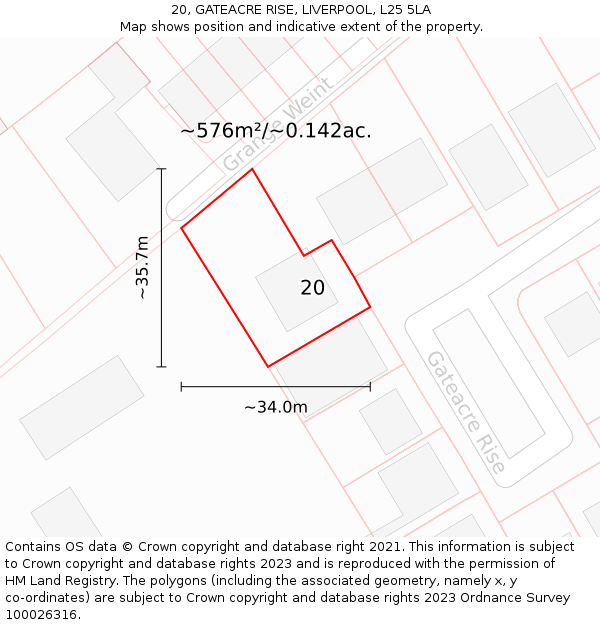 20, GATEACRE RISE, LIVERPOOL, L25 5LA: Plot and title map
