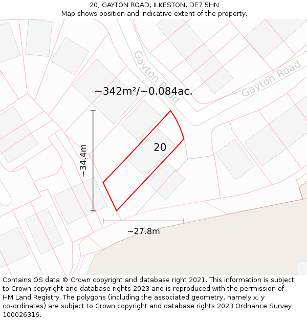 20, GAYTON ROAD, ILKESTON, DE7 5HN: Plot and title map