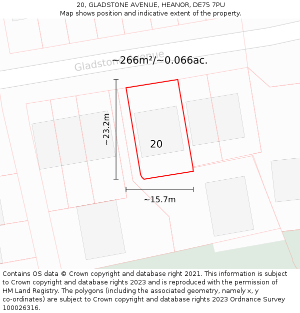 20, GLADSTONE AVENUE, HEANOR, DE75 7PU: Plot and title map