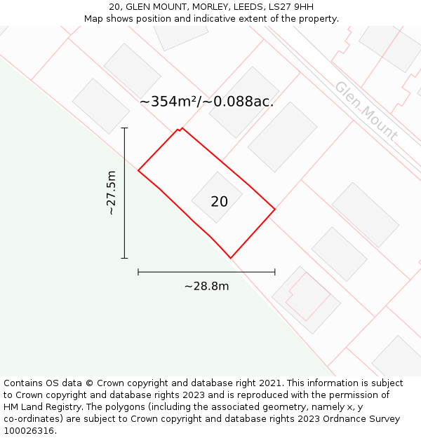 20, GLEN MOUNT, MORLEY, LEEDS, LS27 9HH: Plot and title map