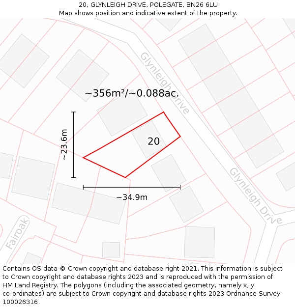 20, GLYNLEIGH DRIVE, POLEGATE, BN26 6LU: Plot and title map