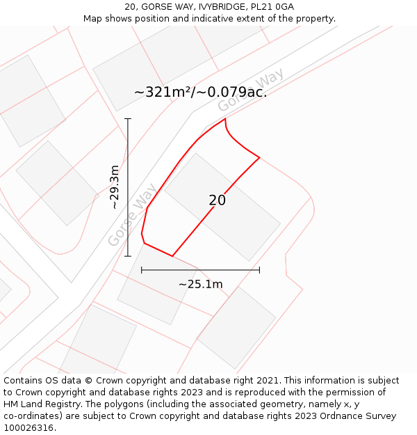 20, GORSE WAY, IVYBRIDGE, PL21 0GA: Plot and title map