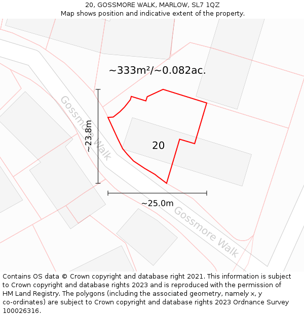 20, GOSSMORE WALK, MARLOW, SL7 1QZ: Plot and title map
