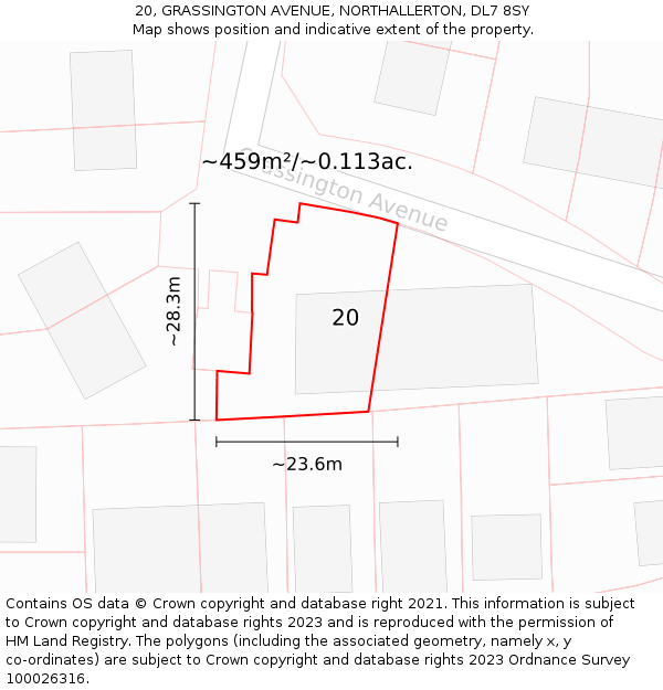 20, GRASSINGTON AVENUE, NORTHALLERTON, DL7 8SY: Plot and title map