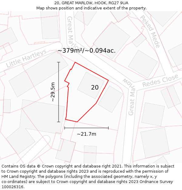 20, GREAT MARLOW, HOOK, RG27 9UA: Plot and title map