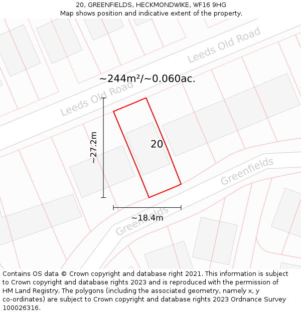20, GREENFIELDS, HECKMONDWIKE, WF16 9HG: Plot and title map