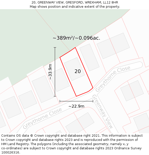 20, GREENWAY VIEW, GRESFORD, WREXHAM, LL12 8HR: Plot and title map