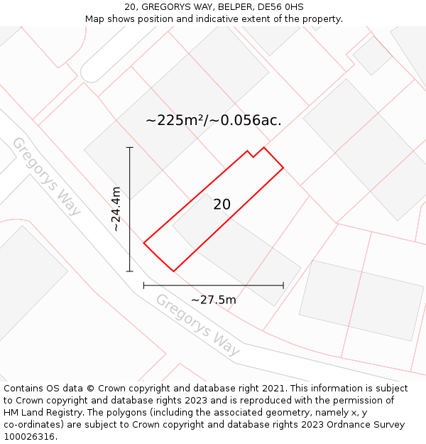 20, GREGORYS WAY, BELPER, DE56 0HS: Plot and title map
