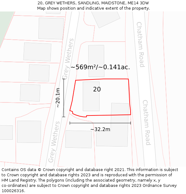 20, GREY WETHERS, SANDLING, MAIDSTONE, ME14 3DW: Plot and title map