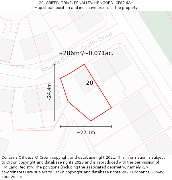 20, GRIFFIN DRIVE, PENALLTA, HENGOED, CF82 6AH: Plot and title map