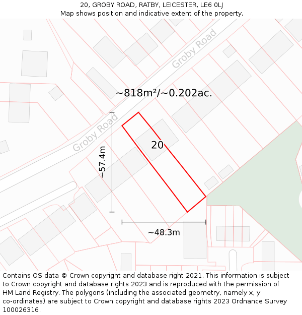 20, GROBY ROAD, RATBY, LEICESTER, LE6 0LJ: Plot and title map