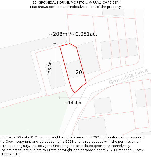 20, GROVEDALE DRIVE, MORETON, WIRRAL, CH46 9SN: Plot and title map