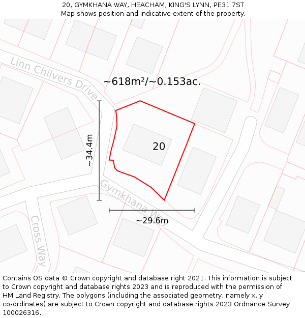 20, GYMKHANA WAY, HEACHAM, KING'S LYNN, PE31 7ST: Plot and title map