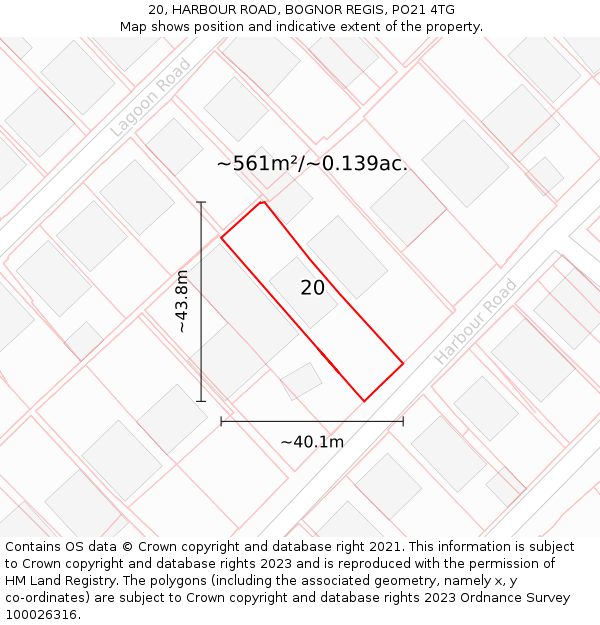 20, HARBOUR ROAD, BOGNOR REGIS, PO21 4TG: Plot and title map