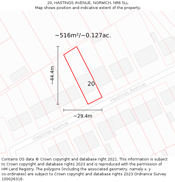 20, HASTINGS AVENUE, NORWICH, NR6 5LL: Plot and title map