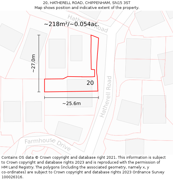20, HATHERELL ROAD, CHIPPENHAM, SN15 3ST: Plot and title map