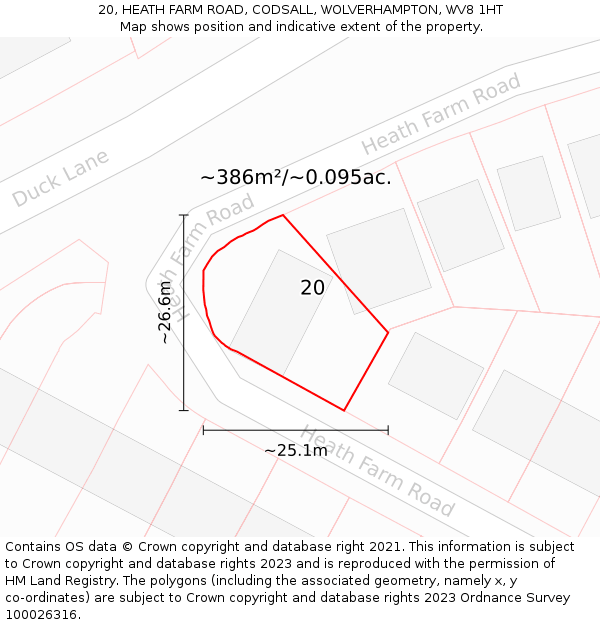 20, HEATH FARM ROAD, CODSALL, WOLVERHAMPTON, WV8 1HT: Plot and title map