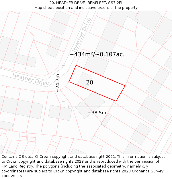 20, HEATHER DRIVE, BENFLEET, SS7 2EL: Plot and title map